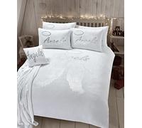 Olivia Rocco Angel Wings Teddy Duvet Cover Set Soft Thermal Quilt Sets Warm Cosy Snug Bedding, Double White