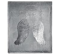 Olivia Rocco Angel Wings Teddy Duvet Cover Set Soft Thermal Quilt Sets Warm Cosy Snug Bedding, Throw Grey