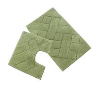 Olivia Rocco Bali 2 Piece Bath Mat Set Super Soft 100% Cotton Easy Care Plush Bath Rug + Toilet Mats Water Absorbent Pedestal Bathmat For Bathroom Toilet Shower (Sage Green)