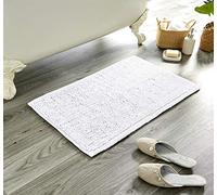 Olivia Rocco Bath Mat Plain Super Soft Deep Pile Heavy Weight Micro Bobble Bathmat Bathroom Shower Mat, 50 x 80 cm, White