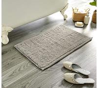 Olivia Rocco Bath Mat Plain Super Soft Deep Pile Heavy Weight Micro Bobble Bathmat Bathroom Shower Mat, 50 x 80 cm, Silver