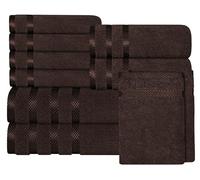 Olivia Rocco Belmont Viscose Stripe 10 Piece Towel Bale Set 100% Cotton Hotel Quality Towels Super Soft Extra Absorbent Bale Sets, 10 Piece Bale Brown