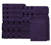 Olivia Rocco Belmont Viscose Stripe 10 Piece Towel Bale Set 100% Cotton Hotel Quality Towels Super Soft Extra Absorbent Bale Sets, 10 Piece Bale Purple