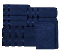 Olivia Rocco Belmont Viscose Stripe 10 Piece Towel Bale Set 100% Cotton Hotel Quality Towels Super Soft Extra Absorbent Bale Sets, 10 Piece Bale Royal Blue
