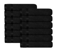 Olivia Rocco Belmont Viscose Stripe 12 Pack Face Cloths 100% Cotton Hotel Quality Towels Super Soft Extra Absorbent, 12 Pack Face cloths Black