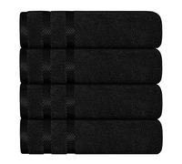 Olivia Rocco Belmont Viscose Stripe 4 Pack Hand Towel 100% Cotton Hotel Quality Towels Super Soft Extra Absorbent 4 Pack Hand Towel Black