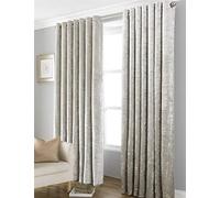 Olivia Rocco Blackout Crushed Velvet Curtains Eyelet Fully Lined Thermal Curtain Pair, 46" (Width) x 54" (Drop) Natural