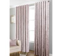 Olivia Rocco Blackout Crushed Velvet Curtains Eyelet Fully Lined Thermal Curtain Pair, 66" (Width) x 72" (Drop) Blush Pink