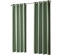 Olivia Rocco Blackout Eyelet Curtains Black Out Thermal Ring Top Curtain Pair Window Treatment Living Room Bedroom, 66" (Width) x 90" (Drop) Sage Green