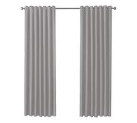 Olivia Rocco Blackout Eyelet Curtains Black Out Thermal Ring Top Curtain Pair Window Treatment Living Room Bedroom, 90" (Width) x 90" (Drop) Silver