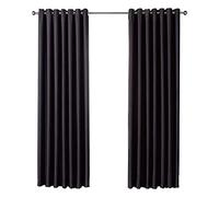 Olivia Rocco Blackout Eyelet Curtains Black Out Thermal Ring Top Curtain Pair Window Treatment Living Room Bedroom, 66" (Width) x 90" (Drop) Black