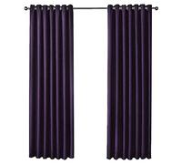 Olivia Rocco Blackout Eyelet Curtains Black Out Thermal Ring Top Curtain Pair Window Treatment Living Room Bedroom, 66" (Width) x 90" (Drop) Purple