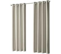 Olivia Rocco Blackout Eyelet Curtains Black Out Thermal Ring Top Curtain Pair Window Treatment Living Room Bedroom, 90" (Width) x 90" (Drop) Natural