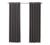 Olivia Rocco Blackout Eyelet Curtains Black Out Thermal Ring Top Curtain Pair Window Treatment Living Room Bedroom, 66" (Width) x 72" (Drop) Charcoal