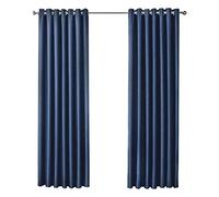 Olivia Rocco Blackout Eyelet Curtains Black Out Thermal Ring Top Curtain Pair Window Treatment Living Room Bedroom, 66" (Width) x 54" (Drop) Navy