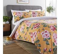 Olivia Rocco Bloom Duvet Cover Set Modern Print Cotton Rich Quilt Covers Reversible Premium Bedding Bed Linen Sets, Double Ochre