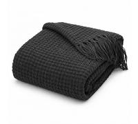 Olivia Rocco Box Stitch Chenille Throw Blanket Soft Warm Chunky Blanket Throws for Sofa Chairs Couch Bed 130 x 170 cm, Charcoal