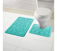 Olivia Rocco® Cali Bubbles 2 Piece Bath Mat & Pedestal Set, Non Slip Bathroom Set (Duck egg)