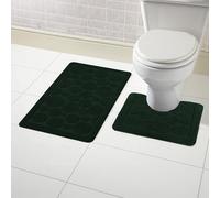 Olivia Rocco® Cali Bubbles 2 Piece Bath Mat & Pedestal Set, Non Slip Bathroom Set (Emerald Green)