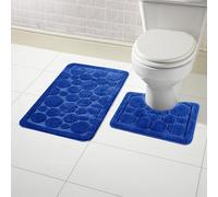 Olivia Rocco® Cali Bubbles 2 Piece Bath Mat & Pedestal Set, Non Slip Bathroom Set (Royal Blue)