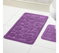 Olivia Rocco Cali Bubbles 2 Piece Bath Mat & Pedestal Set Non Slip Soft Absorbent Toilet Bathroom Mats Sets (Purple)