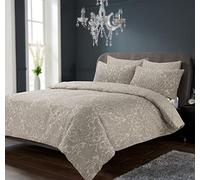 Olivia Rocco Chantilly Duvet Cover Set Modern Print Cotton Rich Quilt Covers Reversible Easy Care Bedding Bed Linen Sets, Double Natural