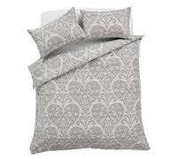 Olivia Rocco Chloe Silver Luxurious Floral Hearts Pattern Duvet Cover Sets Quilt Cover Sets Reversible Bedding Sets with Matching Pillowcases (King)