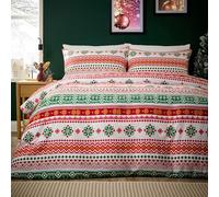 Olivia Rocco Christmas Duvet Cover Set Festive Bedding Quilt Cover Xmas with Pillowcases Reversible Design Easy Care Bed Linen Sets, Fair Isle Multi, Single
