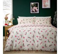Olivia Rocco Christmas Duvet Cover Set Festive Bedding Quilt Cover Xmas with Pillowcases Reversible Design Easy Care Bed Linen Sets, Candy Cane Sweets Multi, King