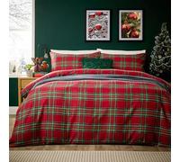 Olivia Rocco Christmas Duvet Cover Set Festive Bedding Quilt Cover Xmas with Pillowcases Reversible Design Easy Care Bed Linen Sets, Zermatt Red, Single