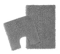 Olivia Rocco Como 2 Piece Bath Mat & Pedestal Set Non-Slip Backing Super Absorbent Toilet Bathroom Mats Sets, Grey