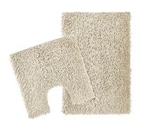 Olivia Rocco Como 2 Piece Bath Mat & Pedestal Set Non-Slip Backing Super Absorbent Toilet Bathroom Mats Sets, Natural