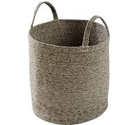 Olivia Rocco Cotton Laundry Basket Toy Storage Box For Kid Rope Blanket Baskets Large Woven Space Saving Holder Organizer Nursery Decor Washables Cleaning Clothes Container With Handle, Grey