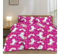 Olivia Rocco Coverless Duvet Double Set 10.5 Tog Reversible Quilted Bedding with Pillowcases Unicorn Double