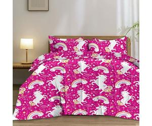 Olivia Rocco Coverless Duvet Double Set 10.5 Tog Reversible Quilted Bedding with Pillowcases Unicorn Double