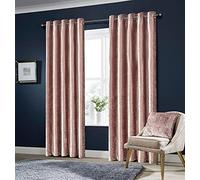 Olivia Rocco Crushed Velvet Curtains Thermal Insulated Window Treatment Bedroom Curtains Blackout Eyelet Curtains, Blush Pink 66x54