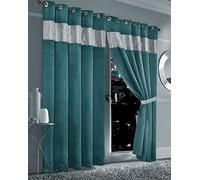 Olivia Rocco Diamante Blackout Eyelet Curtains With Tie Backs Black Out Thermal Ring Top Curtain Pair Window Dressing, 66" (Width) x 90" (Drop) PURPLE