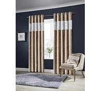 Olivia Rocco Diamante Crushed Velvet Curtains Fully Lined Ring Top Eyelet Curtain Pair Window Treatment Living Room Bedroom, Champagne 66"x54"