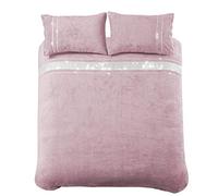 Olivia Rocco Diamante Teddy Fleece Duvet Cover Set Super Soft Warm Bedding Quilt Covers With Pillowcases, Double Blush Pink