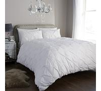 Olivia Rocco Diamond Pintuck Duvet Cover Set With Pillow Cases, Luxury Bed Linen Quilt Sets (King, White)