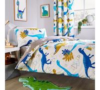 Olivia Rocco Dinosaur Duvet Cover Set Duvet Cover Quilt Fitted Sheet Dinosaurs Bed Duvet Cover And Pillowcase Kids Bedding Set Children's Bedding Dinosaur Theme Bedroom Set (Single Duvet Cover Set)