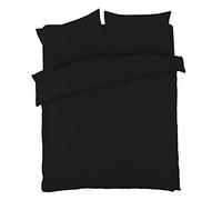 Olivia Rocco Duvet Cover Set Easy Care Plain Dyed Quilt Cover Sets, Single Black