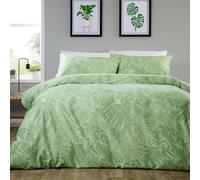 Olivia Rocco Easy Care Printed Duvet Cover Set 100% Microfibre Polyester Breathable Stylish Comforter Reversible Quilted Bedding Bed Sets With Pillowcases, Fern - Sage Green - Single