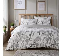 Olivia Rocco Easy Care Printed Duvet Cover Set 100% Polyester Breathable Stylish Comforter Reversible Quilted Bedding Bed Sets With Pillowcases MEADOW DUVET SET, GREY SINGLE