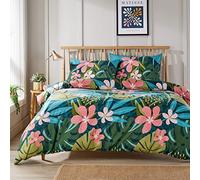 Olivia Rocco Easy Care Printed Duvet Cover Set 100% Polyester Breathable Stylish Comforter Reversible Quilted Bedding Bed Sets With Pillowcases EDEN DUVET SET, GREEN DOUBLE