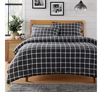 Olivia Rocco Easy Care Printed Duvet Cover Set 100% Polyester Breathable Stylish Comforter Reversible Quilted Bedding Bed Sets With Pillowcases BOSTON CHECK DUVET SET, GREY DOUBLE