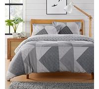 Olivia Rocco Easy Care Printed Duvet Cover Set 100% Polyester Breathable Stylish Comforter Reversible Quilted Bedding Bed Sets With Pillowcases JASPER DUVET SET, GREY DOUBLE