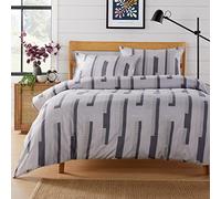 Olivia Rocco Easy Care Printed Duvet Cover Set 100% Polyester Breathable Stylish Comforter Reversible Quilted Bedding Bed Sets With Pillowcases NEW YORK DUVET SET, GREY DOUBLE