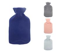 OLIVIA ROCCO Everyday Hot Water Bottle with Plain Soft Fleece Cover Large Natural Rubber 2 Litre UK Safe Tested