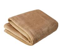 Olivia Rocco Flannel Fleece Throw Blanket Super Soft Warm Fluffy for Bed Sofa Couch Chair Lightweight and Cozy Solid Design, 200 x 240 cm Natural